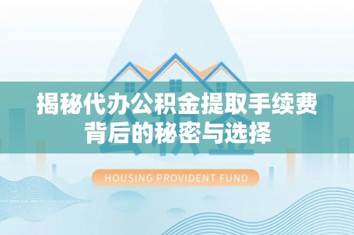 泉州揭秘代办公积金提取手续费背后的秘密与选择