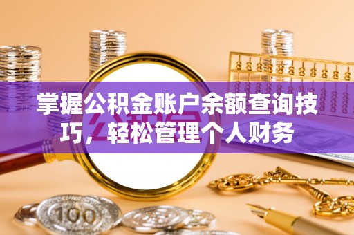 泉州掌握公积金账户余额查询技巧，轻松管理个人财务